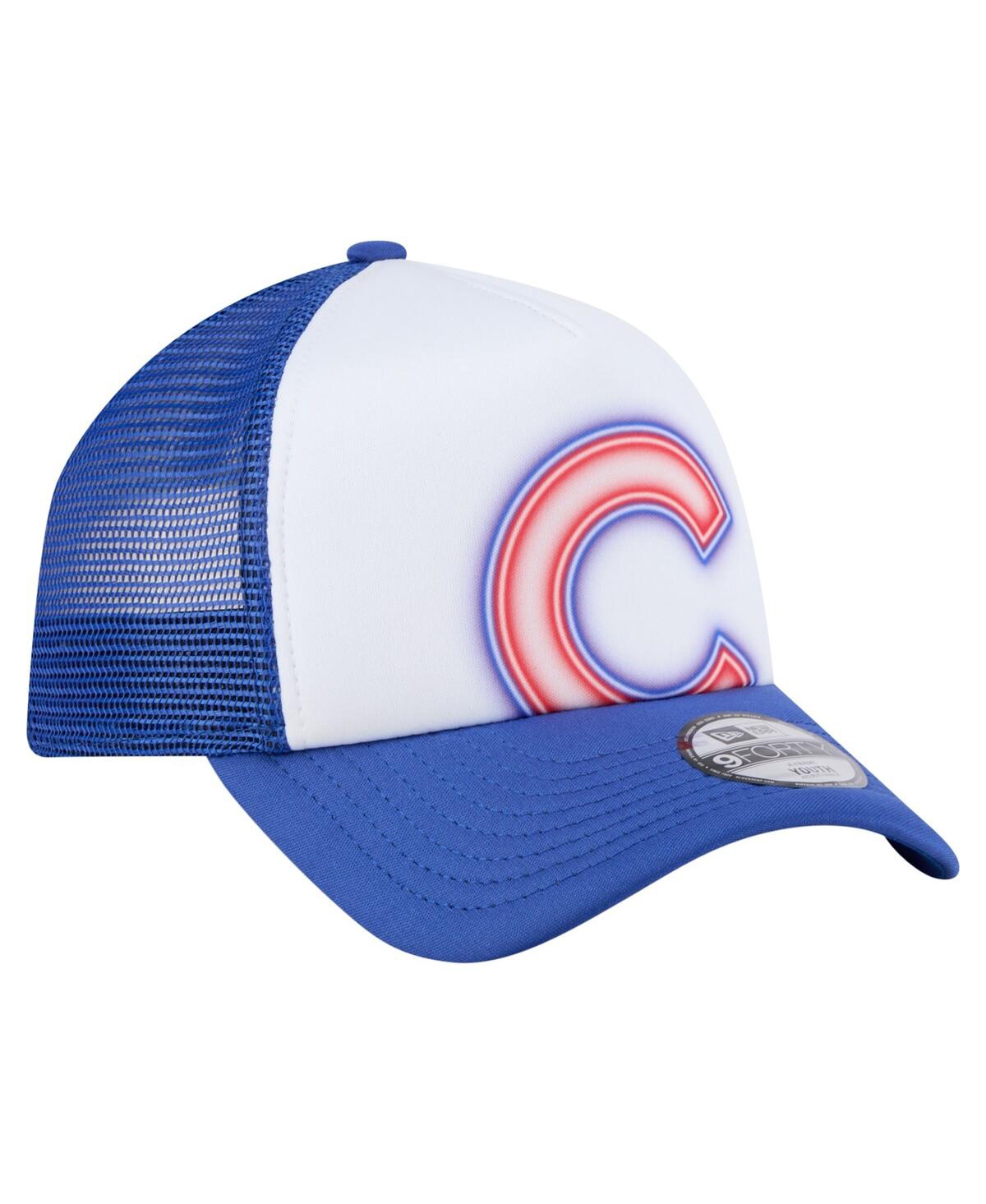New Era Toddler White/royal Chicago Cubs Painted A-frame 9forty Trucker Adjustable Hat