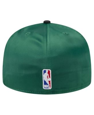 Men's Kelly Green/Black Boston Celtics Throwback Satin Vintage Pin Two-Tone 59FIFTY Fitted Hat