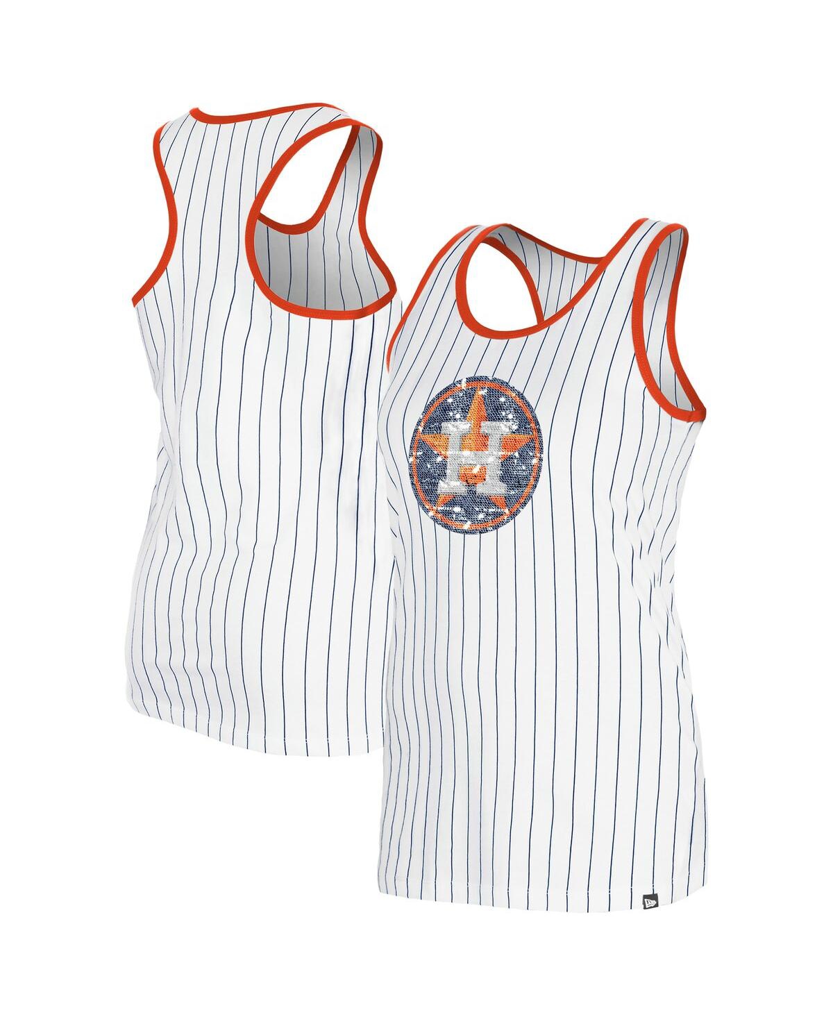 NEW ERA WOMEN'S WHITE HOUSTON ASTROS GAMEDAY PINSTRIPE TANK TOP 