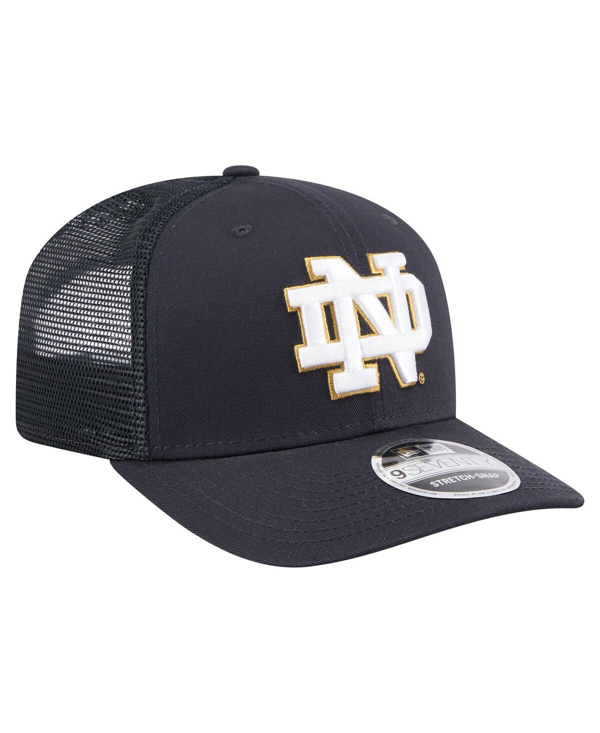 NEW ERA MEN'S NAVY NOTRE DAME FIGHTING IRISH PRIMARY 9SEVENTY TRUCKER STRETCH-SNAP HAT 