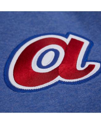 Men's Hank Aaron Royal Atlanta Braves Legends Collection Vintage Logo Fleece Name Number Pullover Sweatshirt