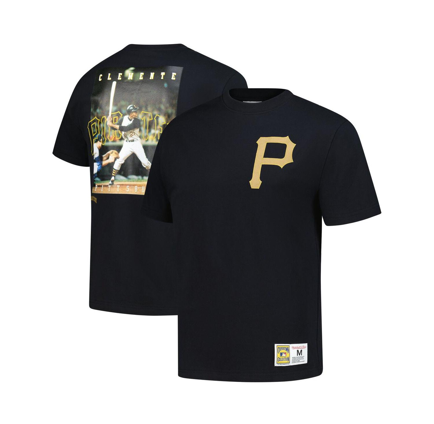 Men's Roberto Clemente Black Pittsburgh Pirates Legends Collection Vintage Logo T-Shirt