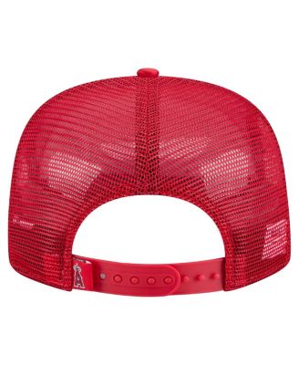 Men's Red Los Angeles Angels Retro Satin Script Golfer Adjustable Hat