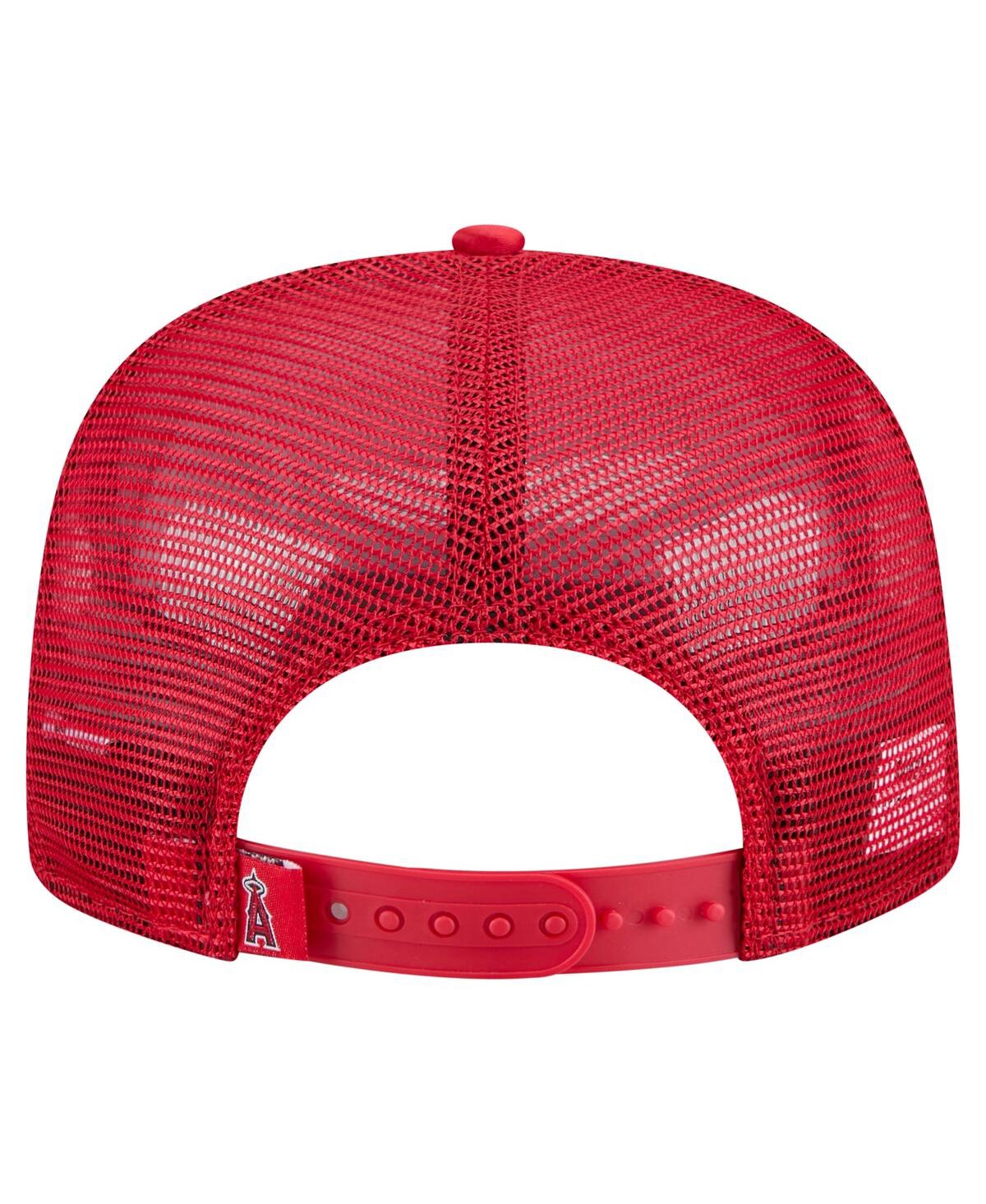 NEW ERA MEN'S RED LOS ANGELES ANGELS RETRO SATIN SCRIPT GOLFER ADJUSTABLE HAT 