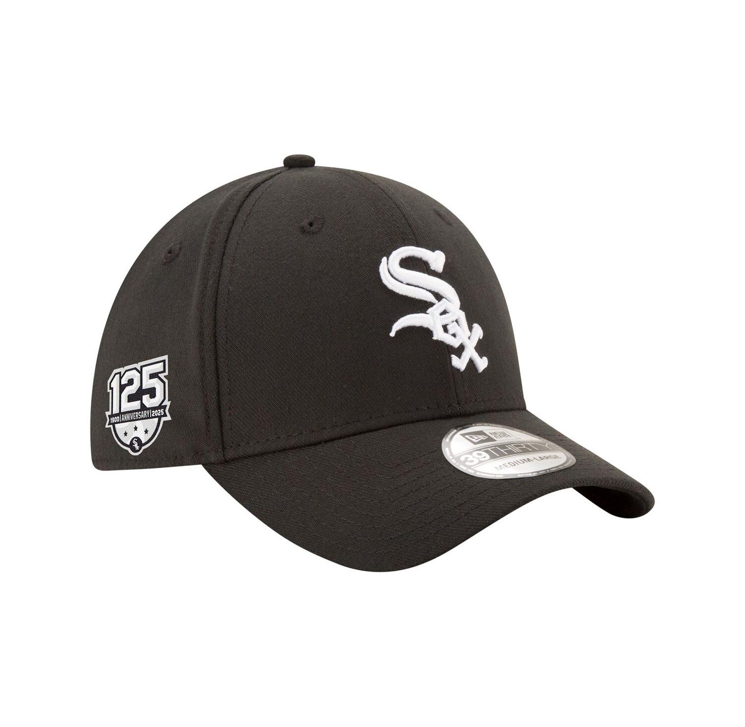 Men's Black Chicago White Sox 125th Anniversary 39THIRTY Flex Hat