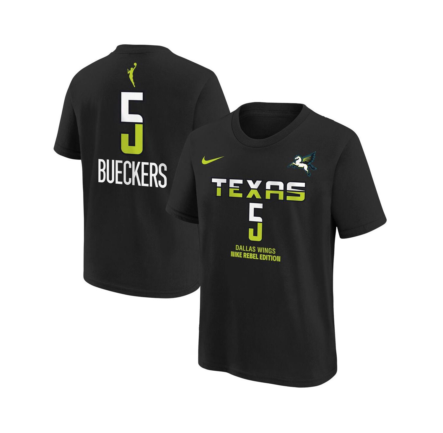 Big Boys and Girls Paige Bueckers Black Dallas Wings 2025 WNBA Draft Rebel Name & Number T-Shirt