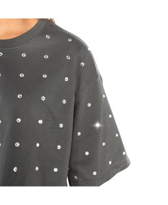 Women's Gray Washington Huskies Go Time Rhinestone Crop T-Shirt