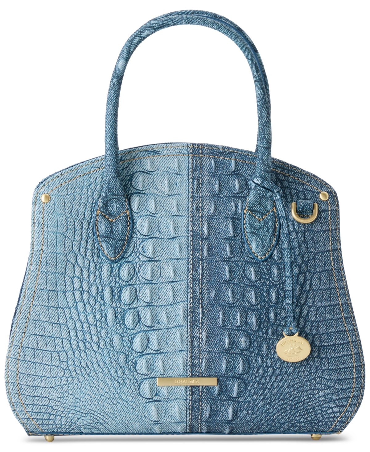 Rosetta Denim Secour Medium Leather Satchel - Denim