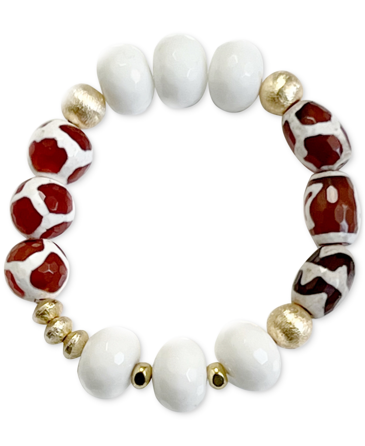 Safari bead Stretch Bracelet - Multi/White/Gold
