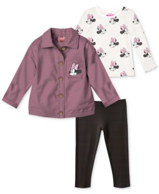 Disney - Baby Girls Minnie Mouse Jacket, Top & Ribbed Leggings, 3 Piece Set