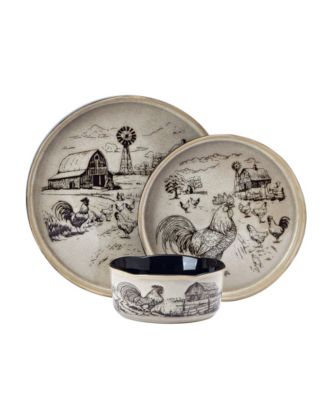 Farmyard Rooster 12 Pc. Dinnerware Set, Service for 4