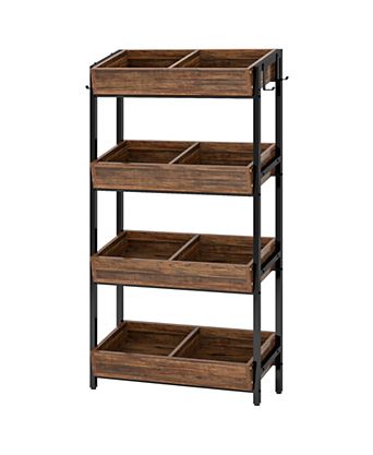Wood Fruit and Vegetable Basket Stand Rack for Kitchen, Store, Supremarket