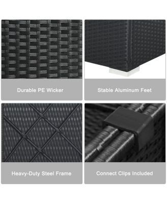 7PCS Rattan Patio Conversation Set Sectional Furniture Set w/ Red Cushion