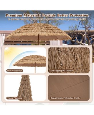 8FT Hula Thatched Tiki Umbrella Hawaiian Style Beach Umbrella Patio