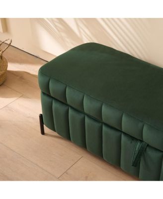 Velvet Upholstered Storage Bench with Flip Top Hidden Compartment for Bedroom, Living Room, Entryway or Window Seat-The Pop Home