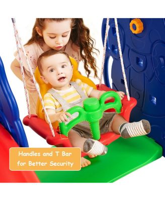 3-in-1 Junior Children Freestanding Design Climber Slide Swing Seat Basketball Hoop