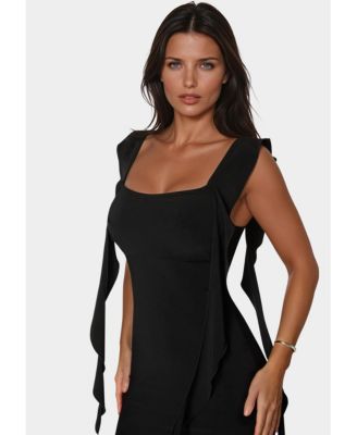 Women's Jersey Cascade Ruffle Dress