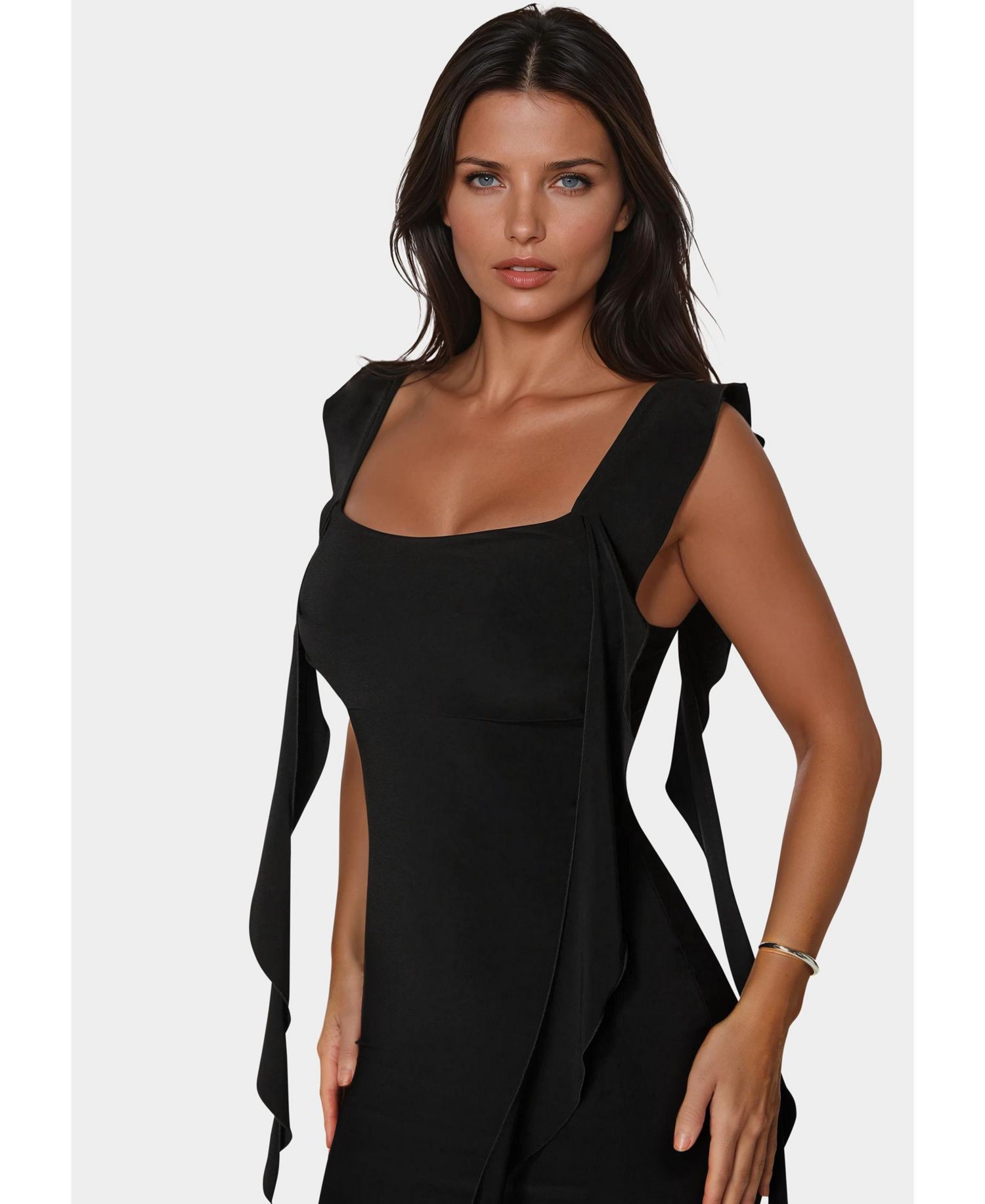 Women's Jersey Cascade Ruffle Dress