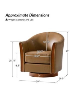1 piece  Genuine Leather 360-degree Swivel Barrel Chair