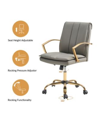 1 Pc Faux Leather Modern Rocking Tilting High-Back Office Chair with 360-Degree Swivel Base