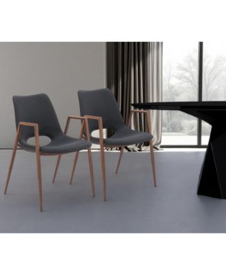 Set of Two Upholstered Faux Leather Open Back Dining Arm Chairs