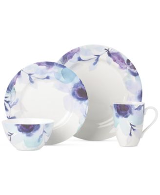 Indigo Watercolor Floral  Porcelain 4-Pc. Place Setting, Created for Macy's