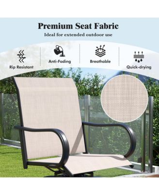 Outdoor Swivel Bar Stool Set of 4 w/Breathable Fabric and Heavy Duty Metal Frame