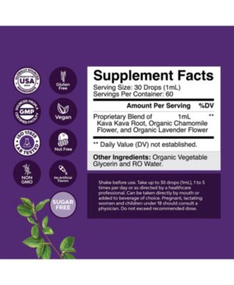 Kava Kava Complex | Mood Support Supplement, Calming High Concentration Extract with Chamomile & Lavender Flavor | 60ml