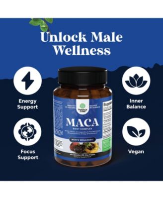 Maca Root Complex for Men | Herbal Supplement with Siberian Ginseng Ashwagandha & Black Maca Roots for Men's General Health | 60ct
