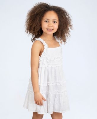 Toddler and Little Girls Clip-Dot Shadow Strip Dress