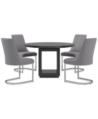 Tivie 5-Pc. Dining Set (Round Table & 4 Metal Dining Chairs)