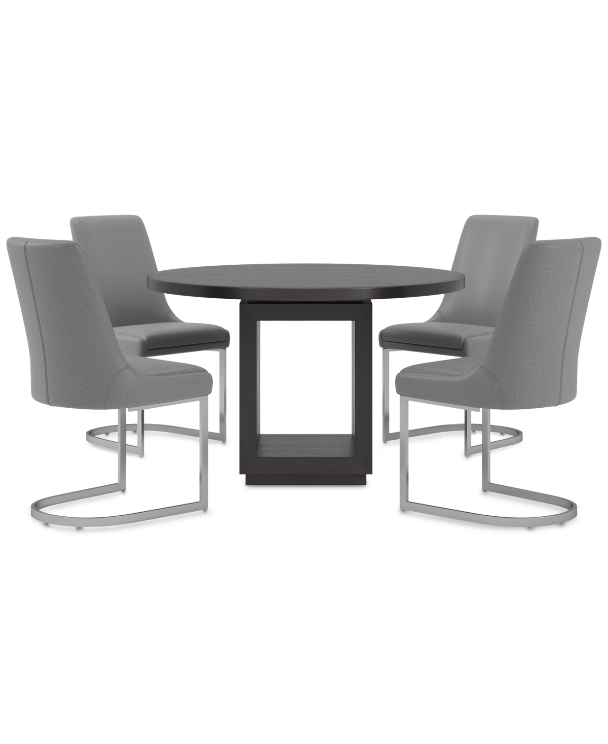 Macy's Tivie 5-pc. Dining Set (round Table & 4 Metal Dining Chairs) In Gray