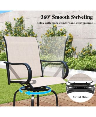 Outdoor Swivel Bar Stool Set of 2 w/Breathable Fabric and Heavy Duty Metal Frame Navy