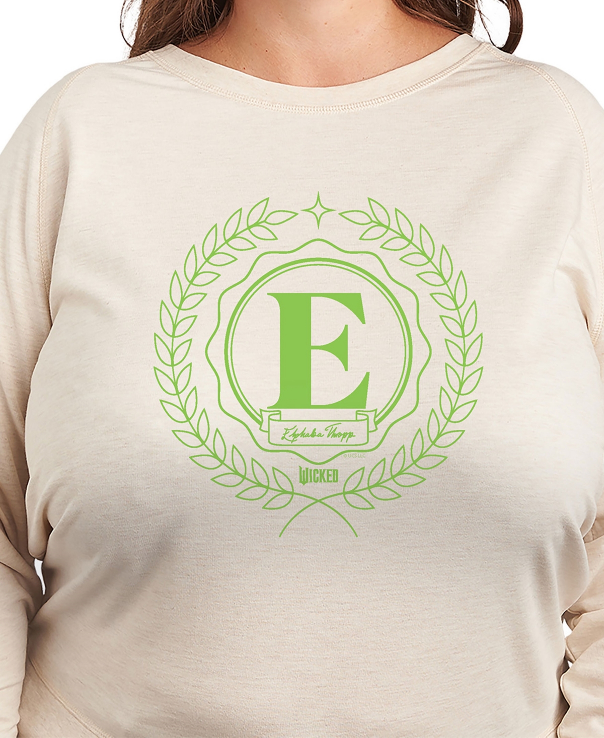 Hybrid Apparel Plus Size Wicked Elphaba E Graphic Pullover T-shirt In Neutral