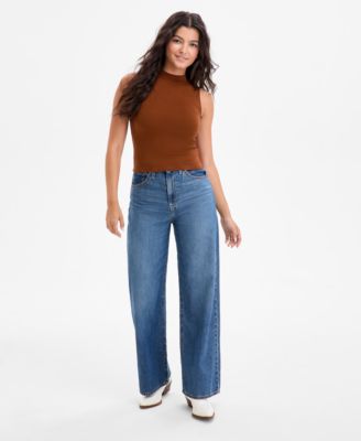 Levi's Levis Womens Effortless Mock Neck Tank Cinch Waist Lightweight Baggy Jeans