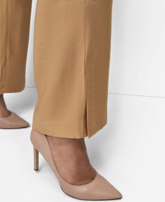 Plus Size Sueded Canvas High-Rise Pants