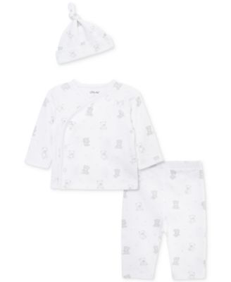 Little Me - Baby Boys Bears Cotton Hat, Top & Pants Set
