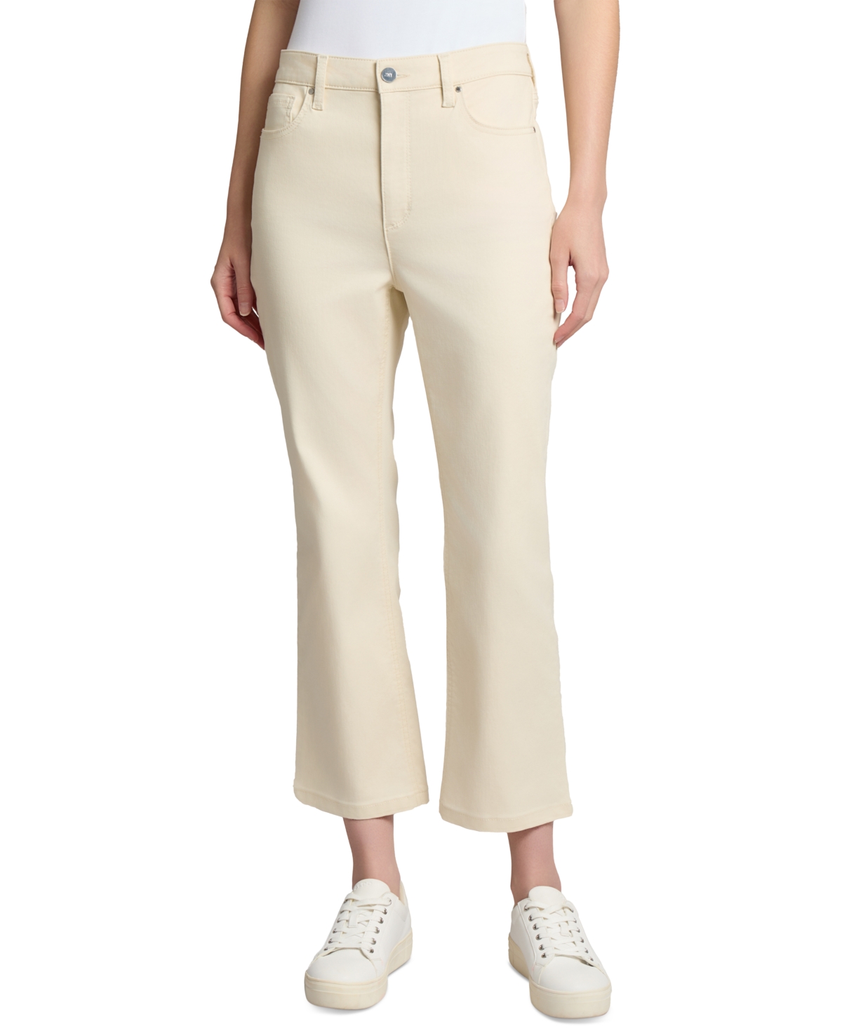 Petite High-Rise Cropped Kick-Flare Jeans - White