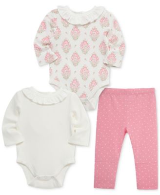 Baby Girls Floral Bodysuits & Pants, 3 Piece Set