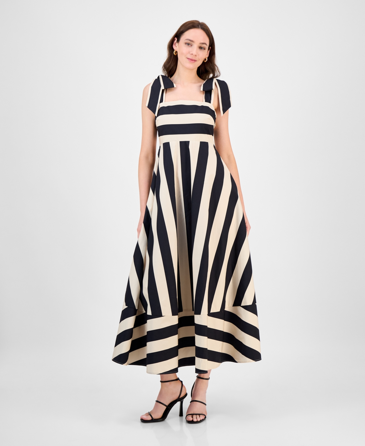 Women's Shasha Striped Cotton Dress - Black Beige