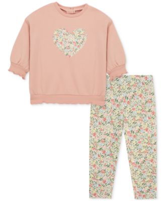 Little Me - Baby Girls Heart Sweatshirt & Leggings, 2 Piece Set