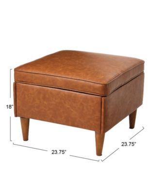 CREATIVE CO-OP 23.7" Solid Wood Atley Upholstered Modern Ottoman