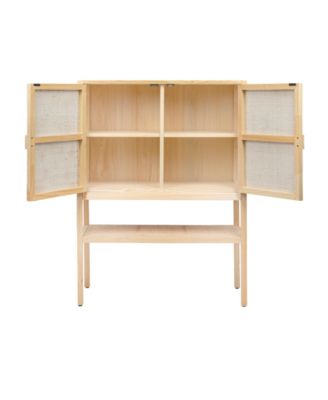 CREATIVE CO-OP 15.8" Woven Rattan and Wood Bohemian Cabinet