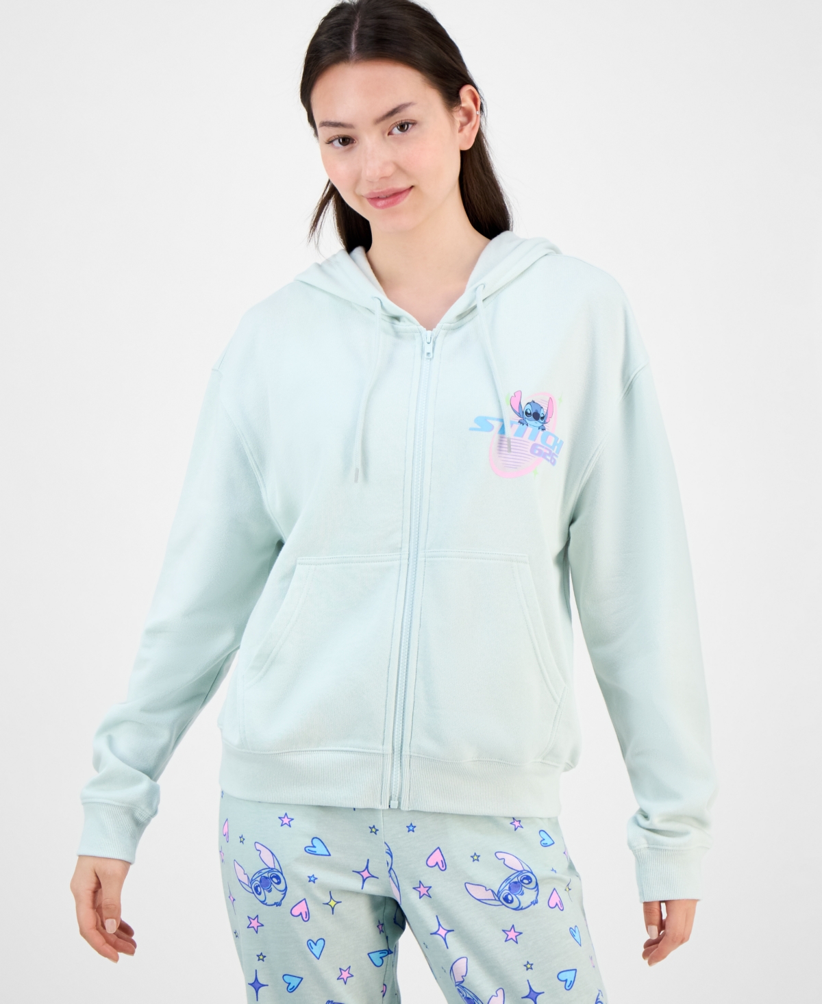Junior's Stitch Full-Zip Hoodie - Lt Sage