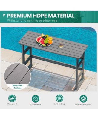 3-Piece HDPE Plastic Outdoor Patio Rectangle Bar Height Bistro Dining Set in Gray