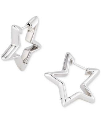 14k Gold-Plated Small Star Huggie Hoop Earrings, 0.88"