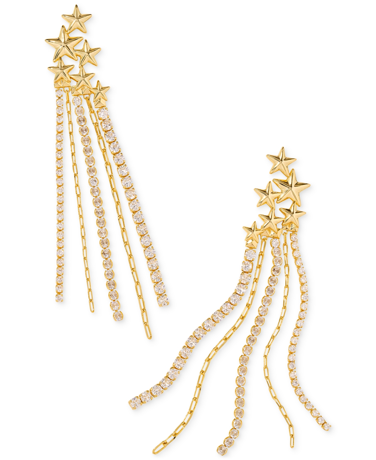 Gold-Tone Pave Star & Multistrand Cassidy Statement Earrings - White Cz