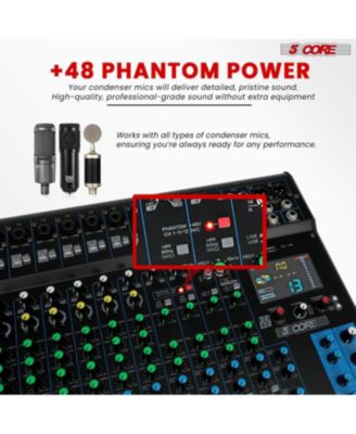 DJ Audio Mixer 24 Channel Stereo Sound Board w 256 effects USB Bluetooth 48V Phantom Power