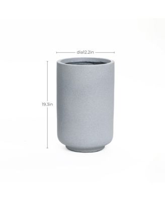 Minimalistic Modern Gray 19.3-Inch Tall Round MgO Planter