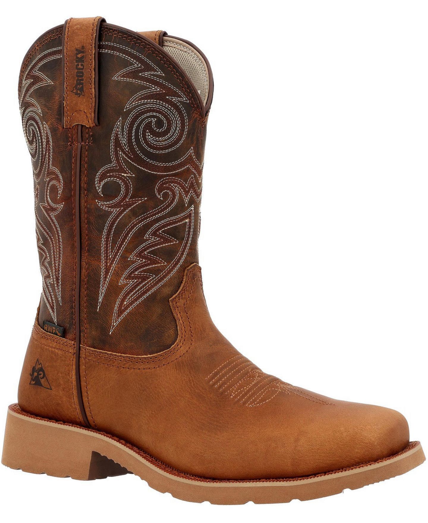 Мужские ботинки ROCKY MonoCrepe 12" Steel Toe Western Boot, цвет: Табачный — фото 1